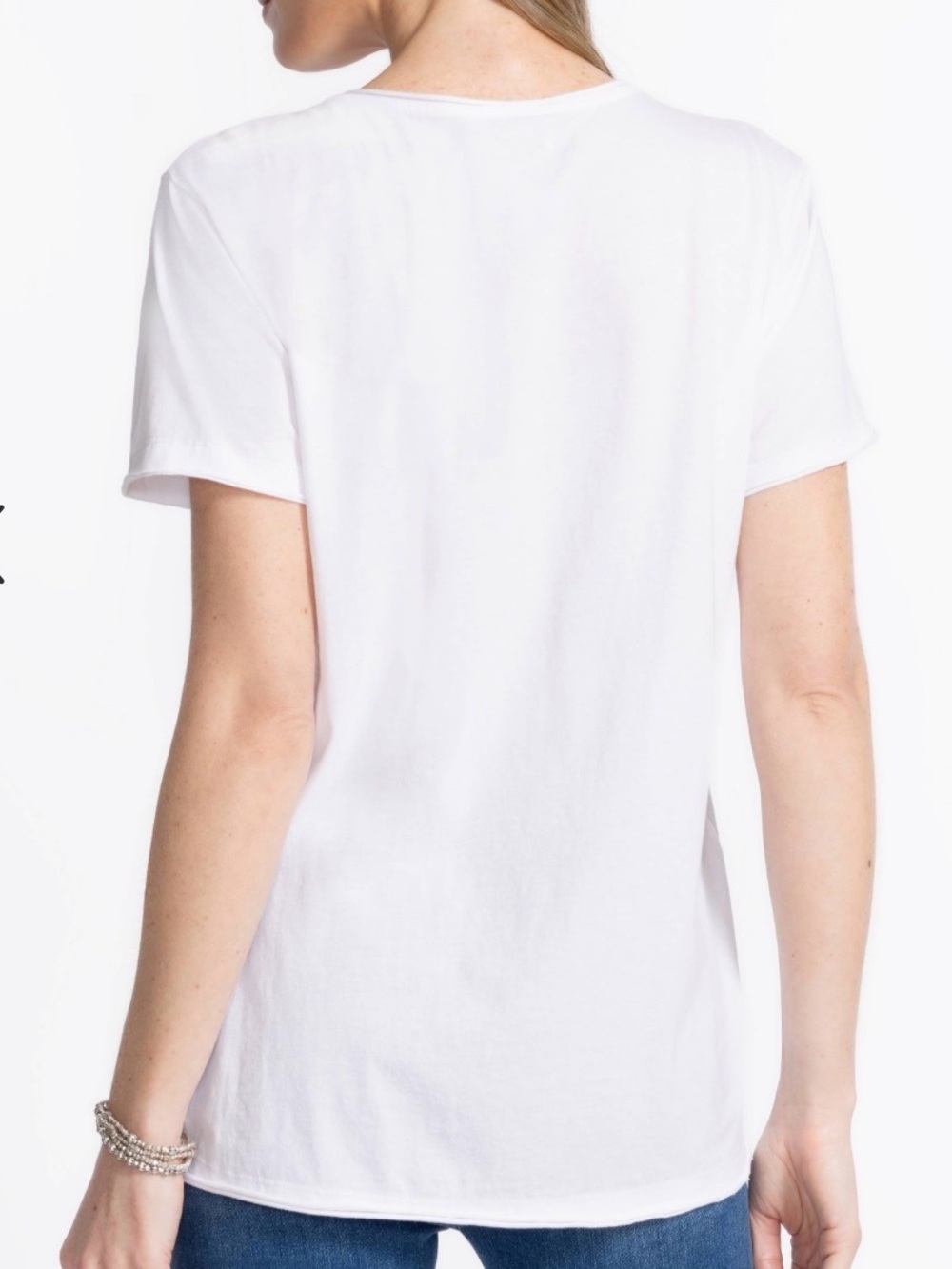 NWT ❤️ Johnny Was White Embroidered 'California Dreamin' V-Neck Tee - MSRP $138 - Picture 3 of 7